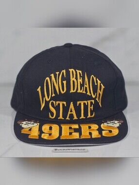 Vintage 90s Long Beach State 49ers Snapback Hat Big Logo Aop Spellout RARE LBC